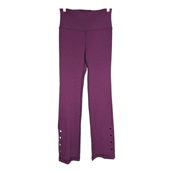 Athleta Elation Rib Snap Pant Pinot Plum Yoga Workout Athletic Athleisure Small - Picture 5 of 7